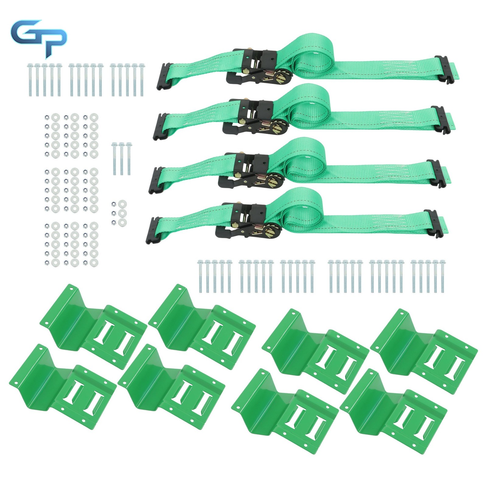8' Ratchet Straps Wheel Chock Tie Down Trailer Trap System 4 Pack For ATV UTV