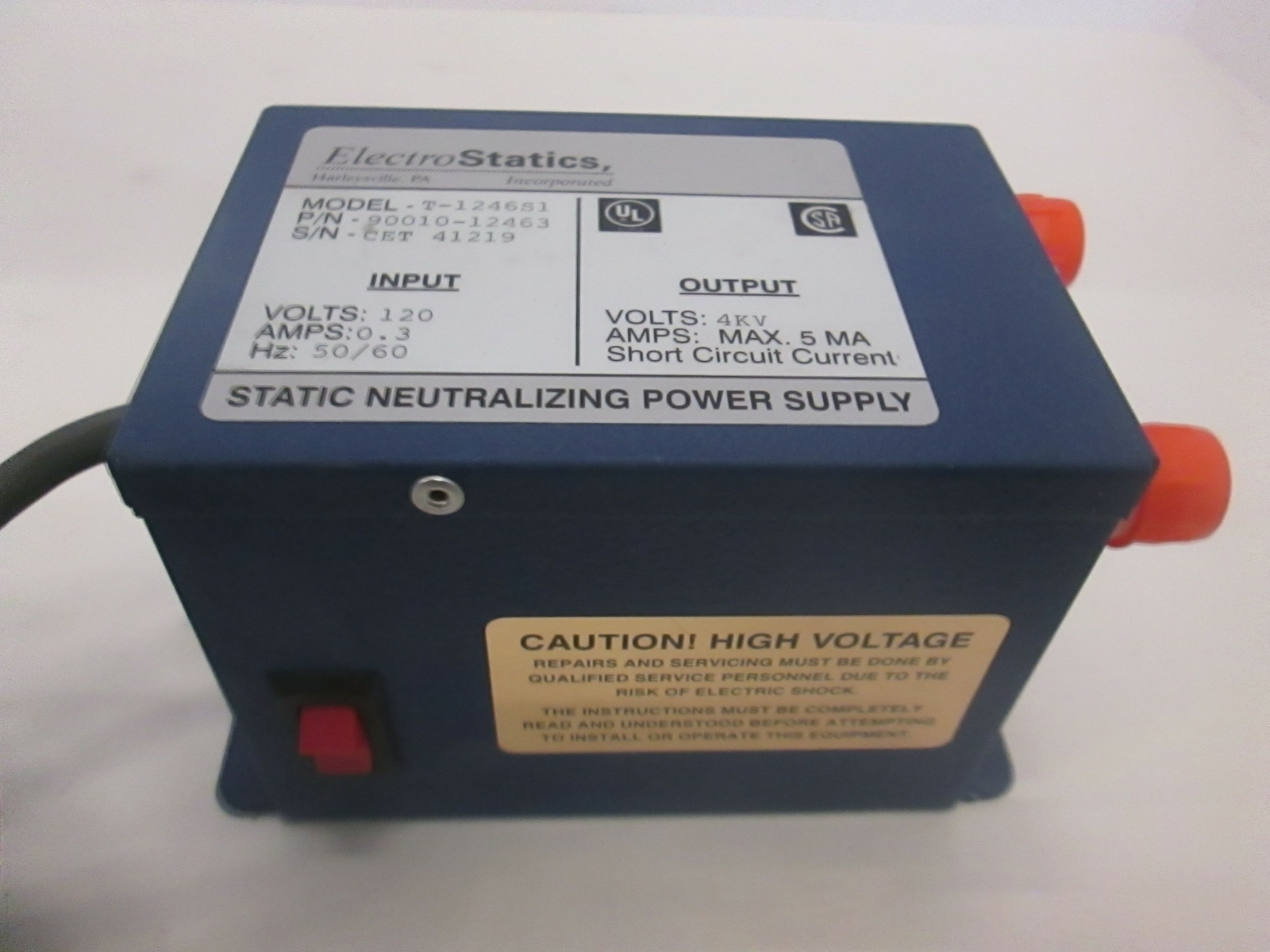 ElectroStatics, T-1246S1, Static Neutralizing Power Supply, Used