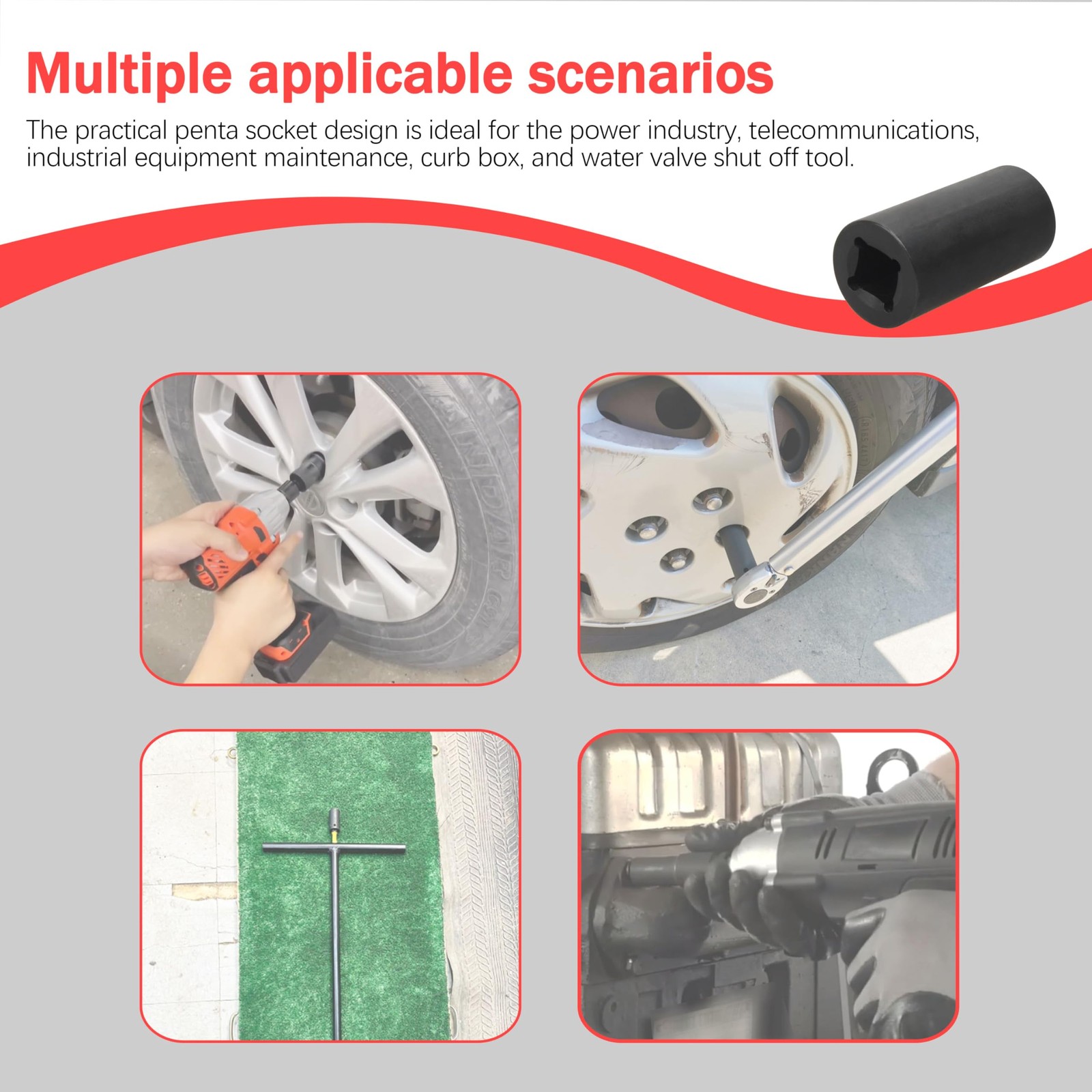 9076 1/2-Inch Drive 13/16-Inch Penta Socket Tool for Pentagonal