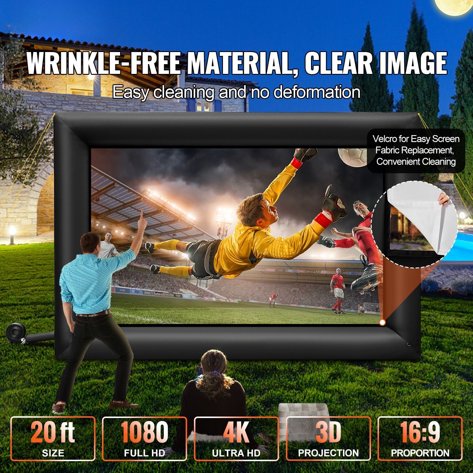 20FT OxFor Ford Fabric Inflatable Screen Front Rear Projection
