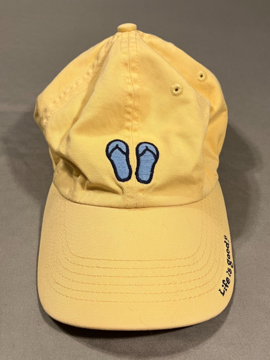 Life is Good Yellow Flip Flop Baseball Cap Adjustable Cotton Embroidered