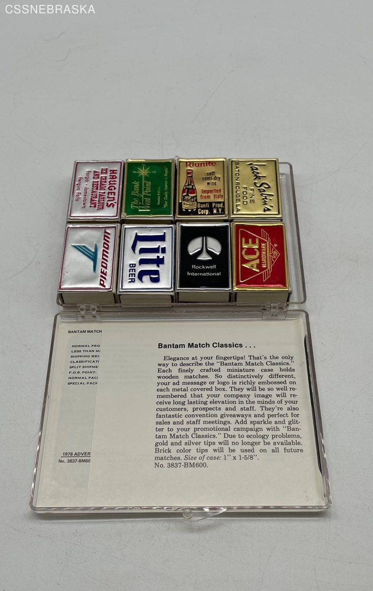 Vintage Bantam Match Classics matchboxes in a clear plastic case