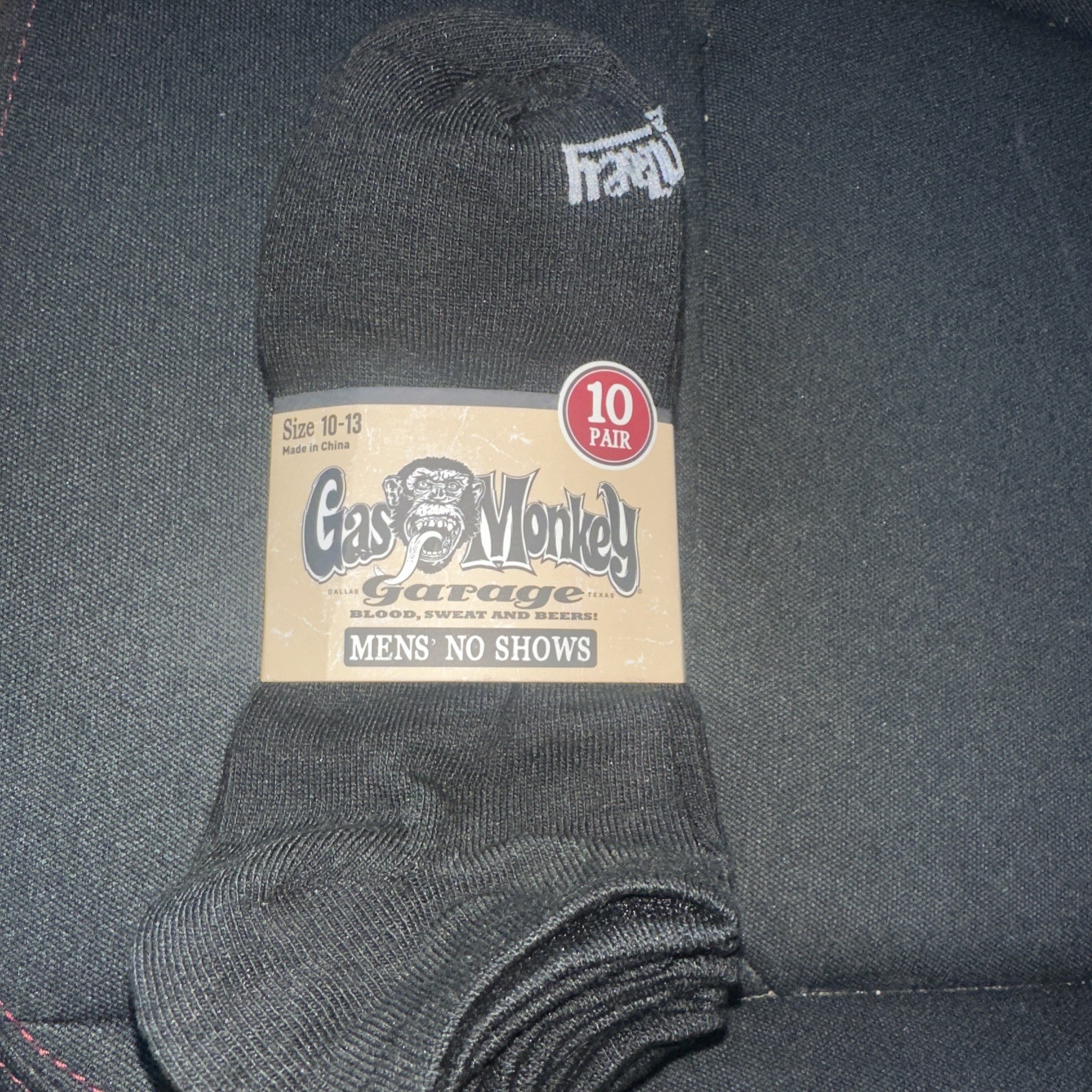 Gas Monkey Garage Work & Outdoor No Shows Crew Socks 10 Pair Black Size 10-13