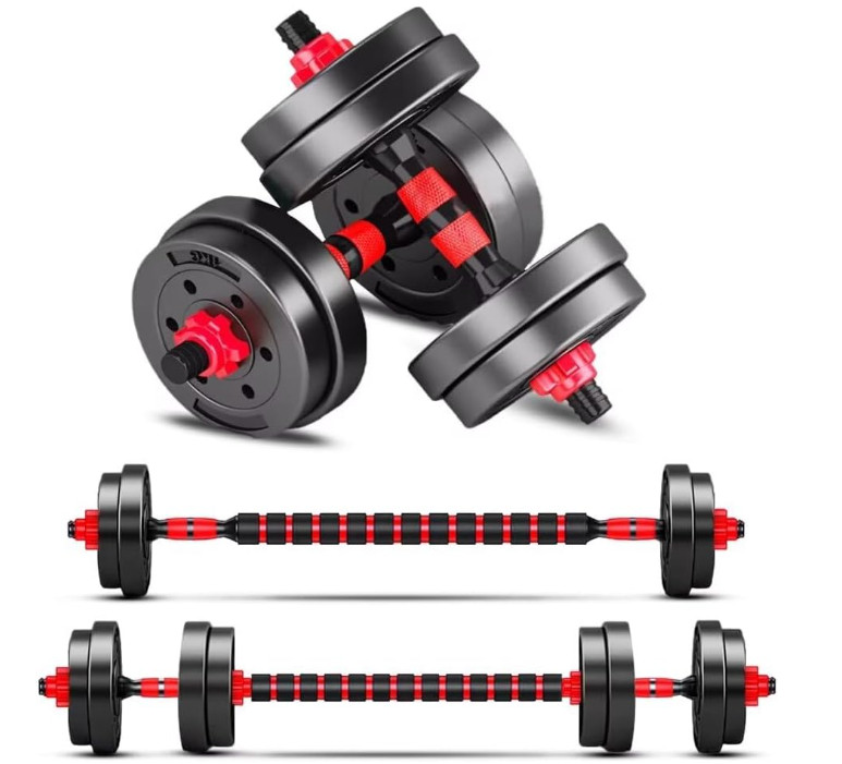 Juego de pesas con mancuernas, pesas ajustables, gimnasio, rojo 20 libras. NEW