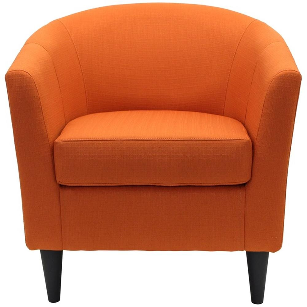 Pemberly Row 17.5" Traditional Fabric Club Chair in Orange Finish