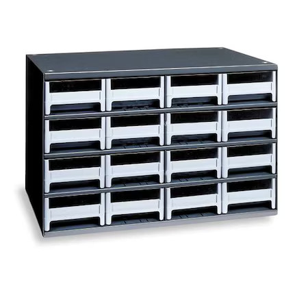 Akro-Mils 19416 Steel, Polystyrene, Drawer Bin Cabinet, 11 In D X 11 In H X 17