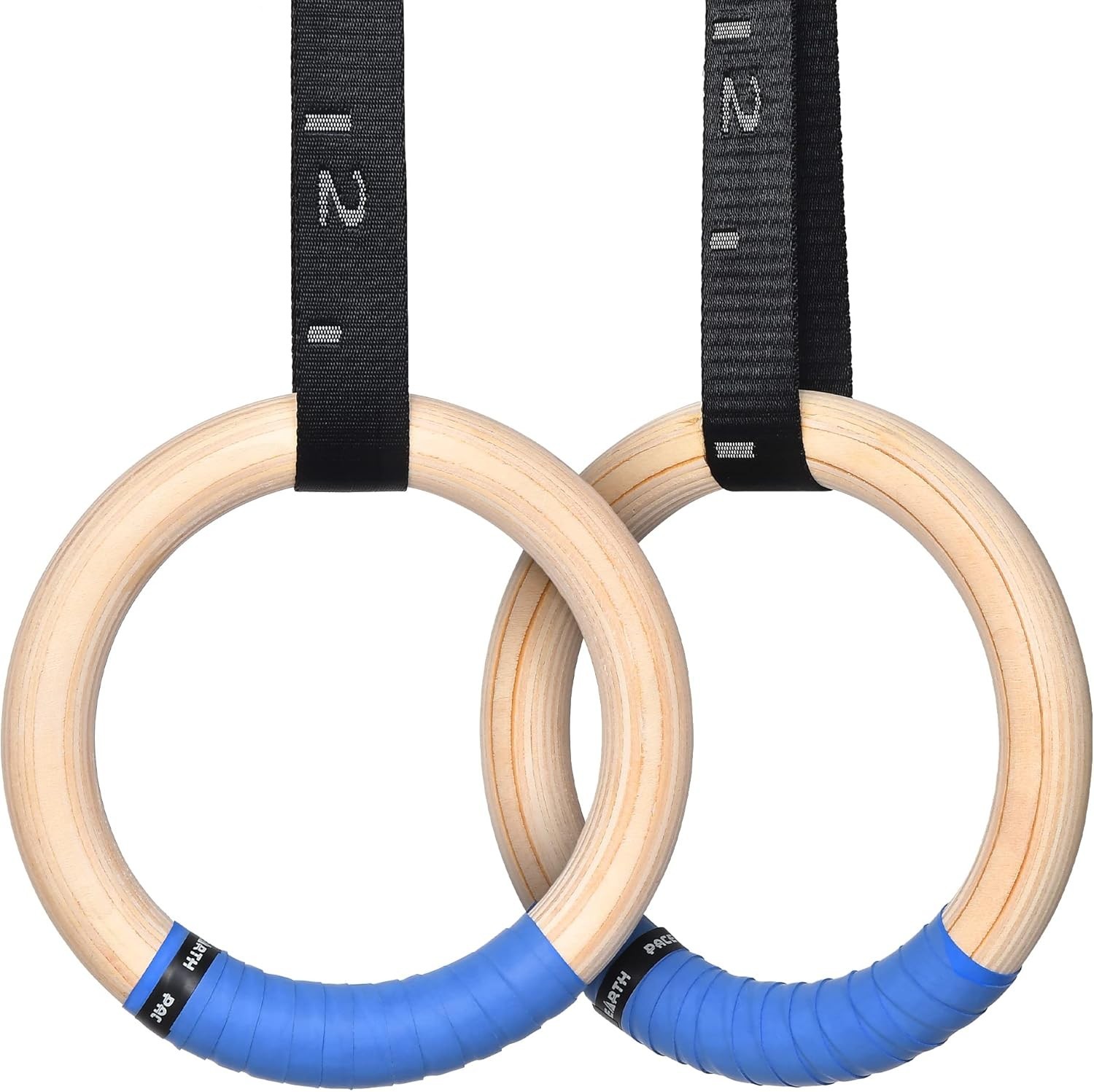 Gymnastics Rings Wooden Olympic Rings 1500/1000lbs with Adjustable Cam Buckle...