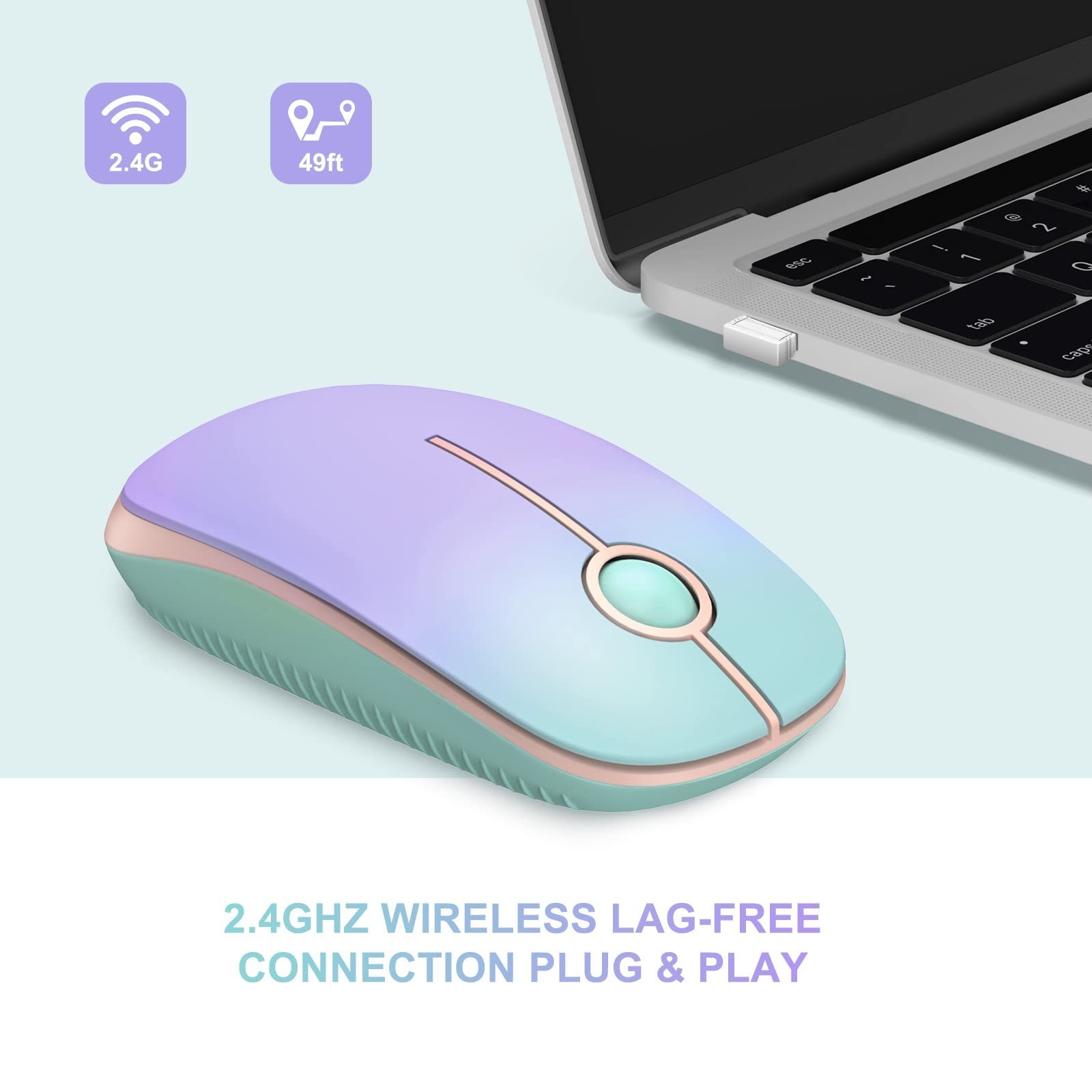 Unipows Wireless Mouse - 2.4G Slim Portable Computer Mouse with Nano Receiver...