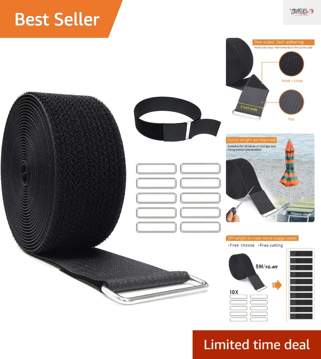 Durable 2" Wide 16ft Cinch Straps with Metal Buckles - Cut-to-Length Flexibility