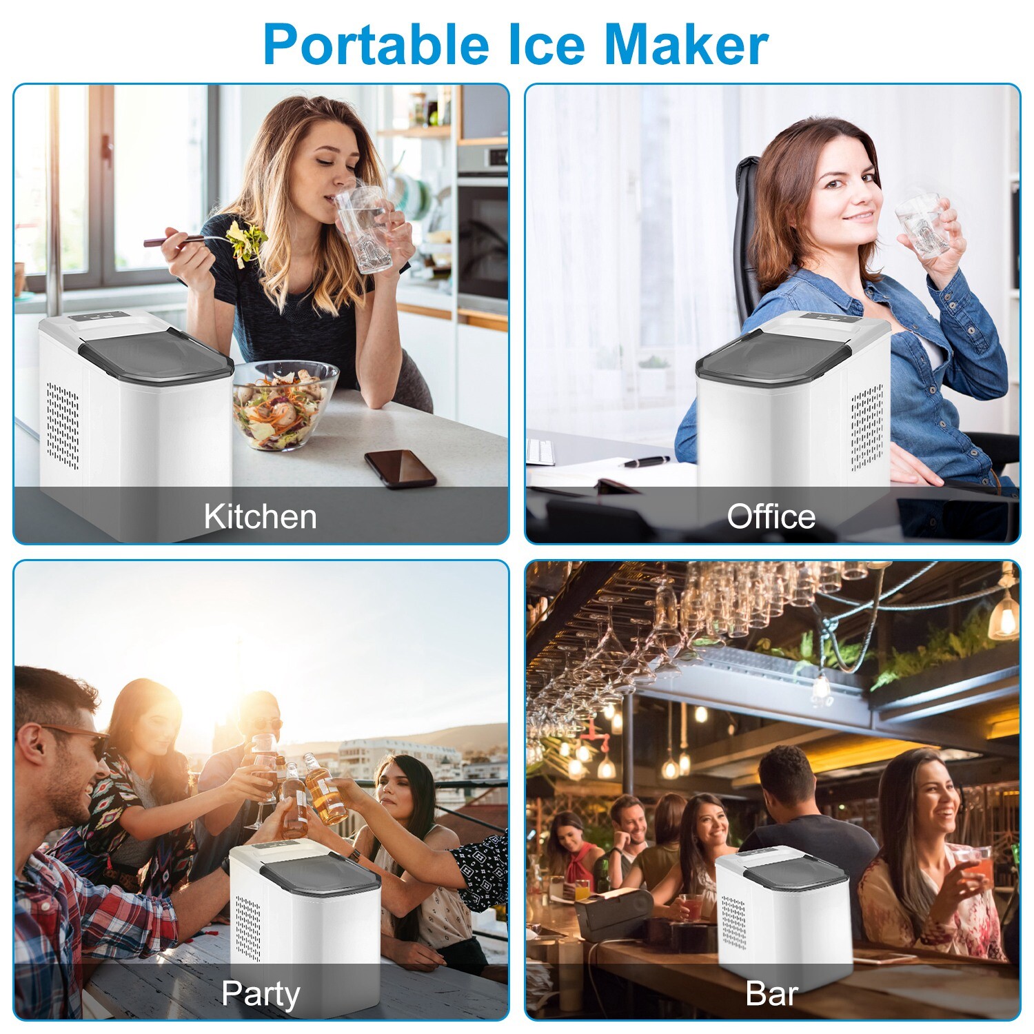 Countertop Ice Maker Machine 33Lbs/24H Self-cleaning with Ice Scoop and Basket