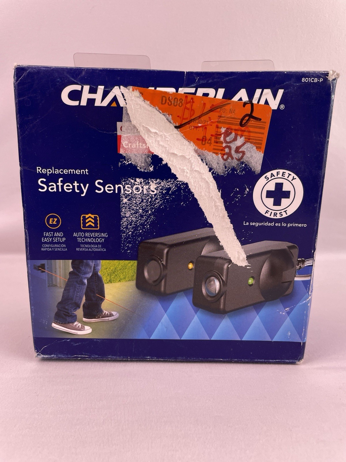 Chamberlain 801CB-P Garage Door Safety Sensors Open Box OEM
