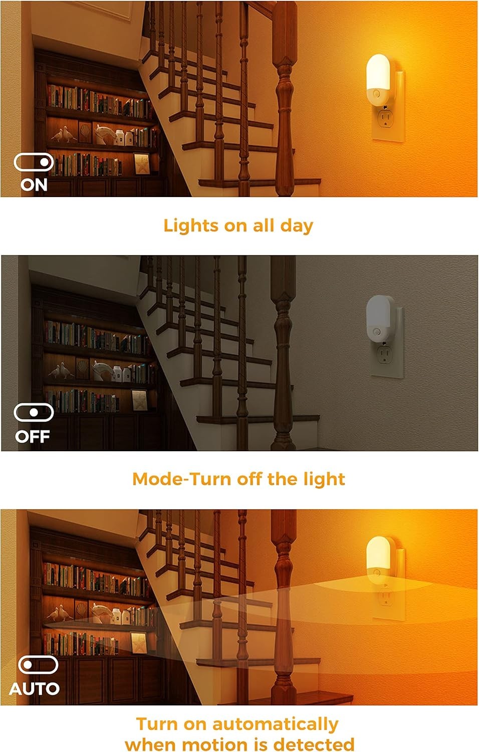 Amber Night Light, 2 Pack, LOHAS Lights Plug into Wall