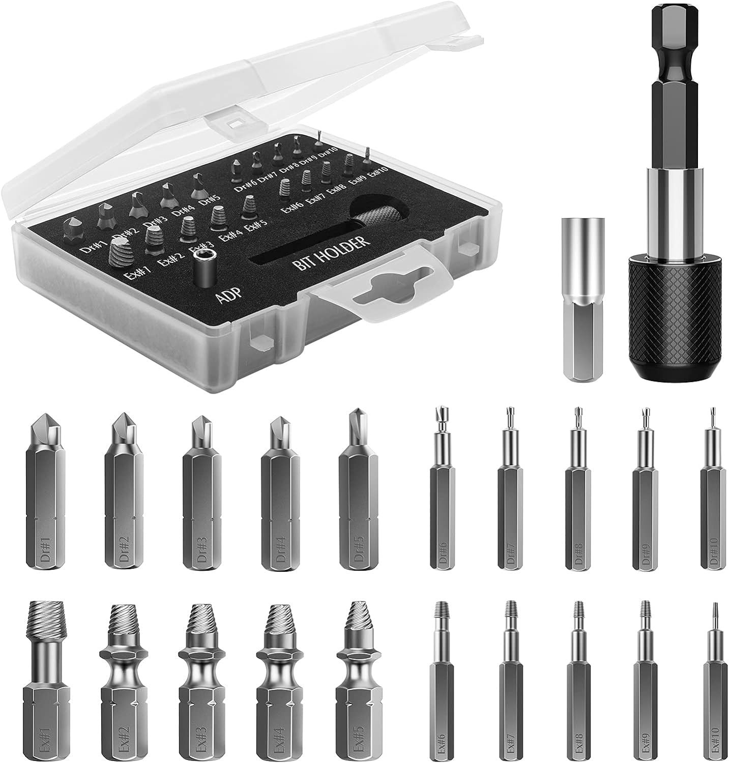 Portable 22 PCS Damaged Screw Extractor Kit: Complete Solution for Stuck Screws