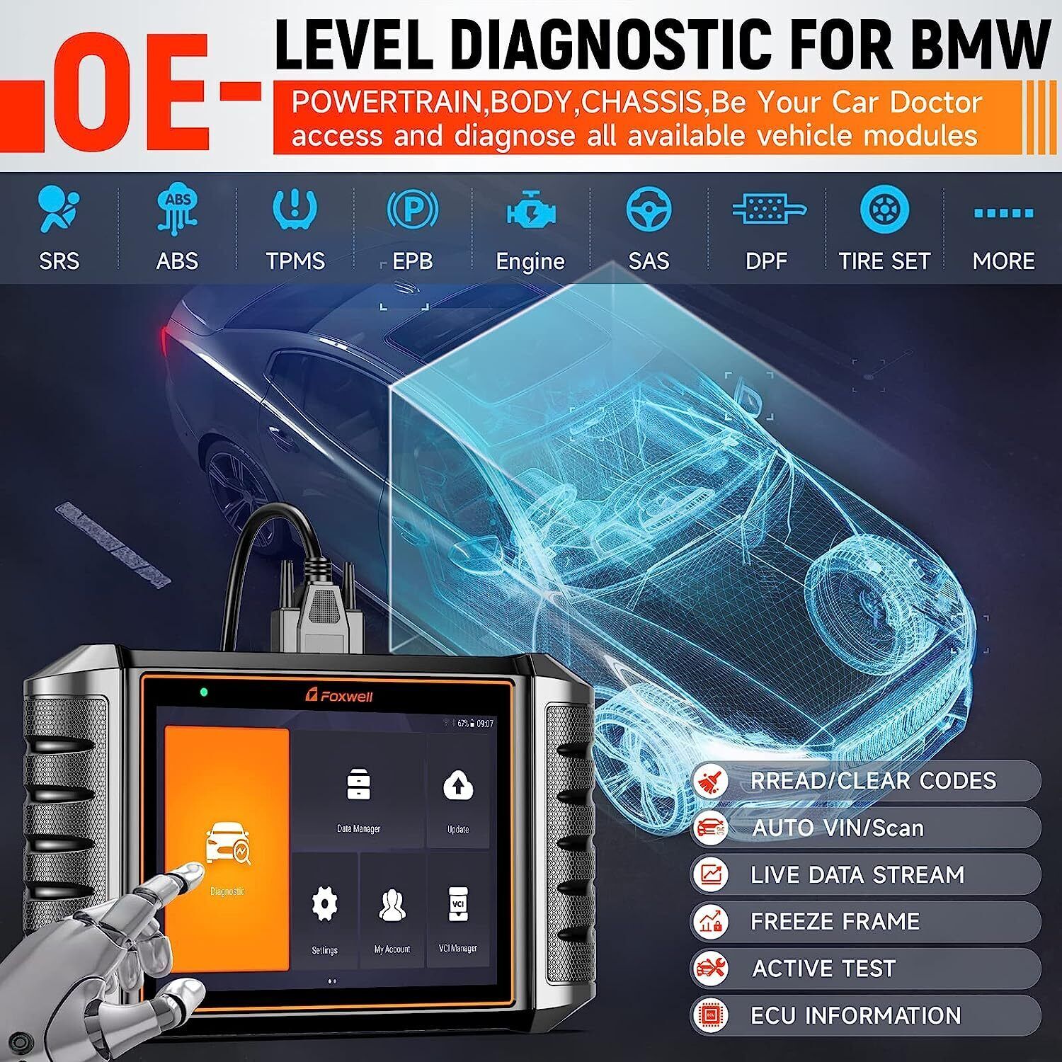 FOXWELL NT710 for Ferrari Bidirectional OBD2 Diagnostic Scanner ECU Coding TPMS