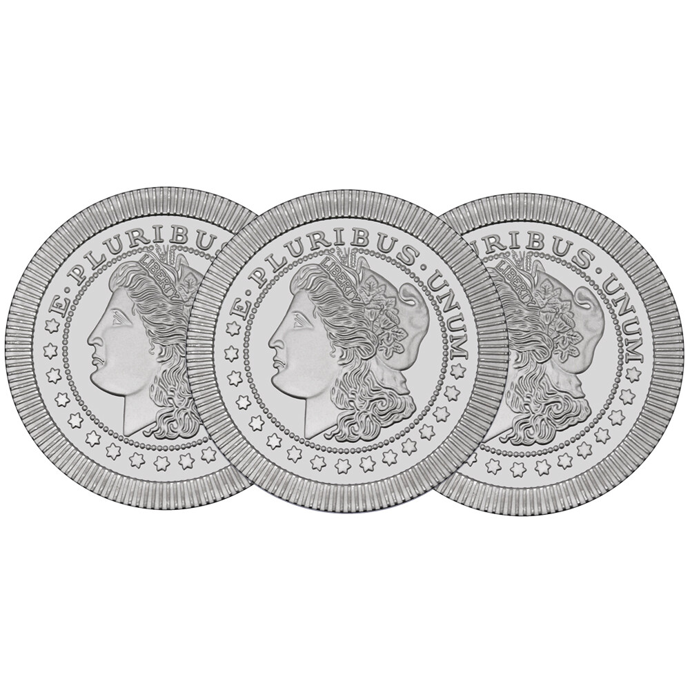 Lot of 3 - 1 Troy oz Morgan Stackable .999 Fine Silver Rounds