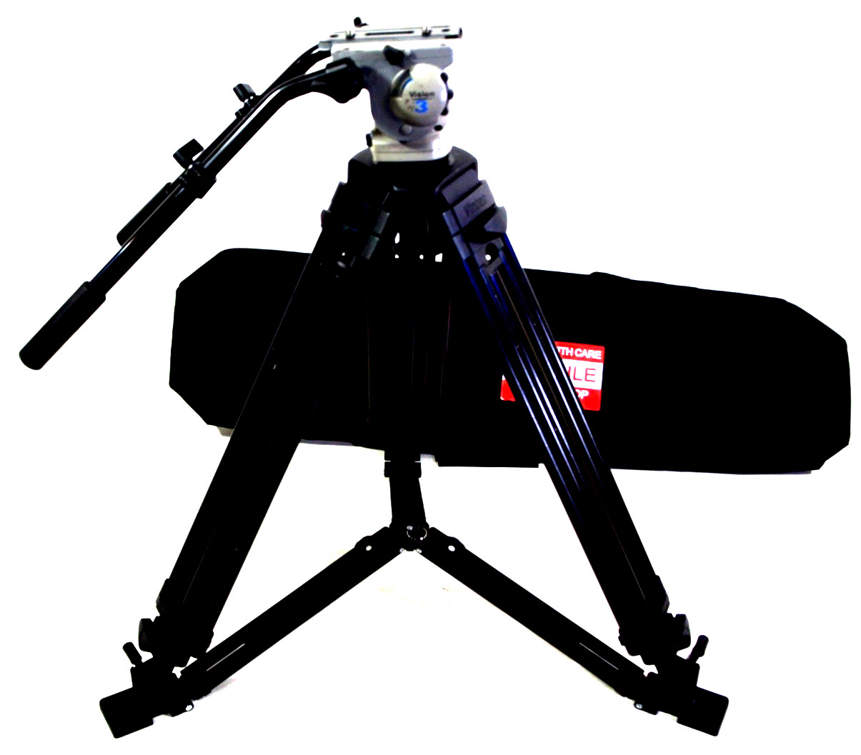 VINTEN VISION 3 TWO PANBAR PLATE KNOB GRS DA 75mm TRIPOD BAG MINT SERVICED 22Lbs