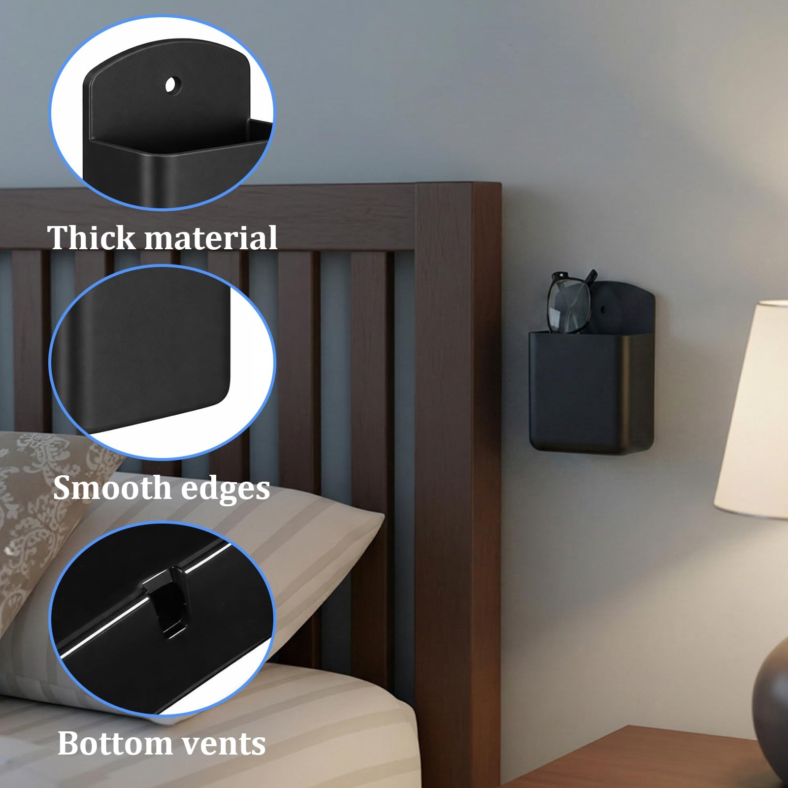 3 Pcs Remote Control Holder Wall Mount Self Adhesive Remote Holder TV Black