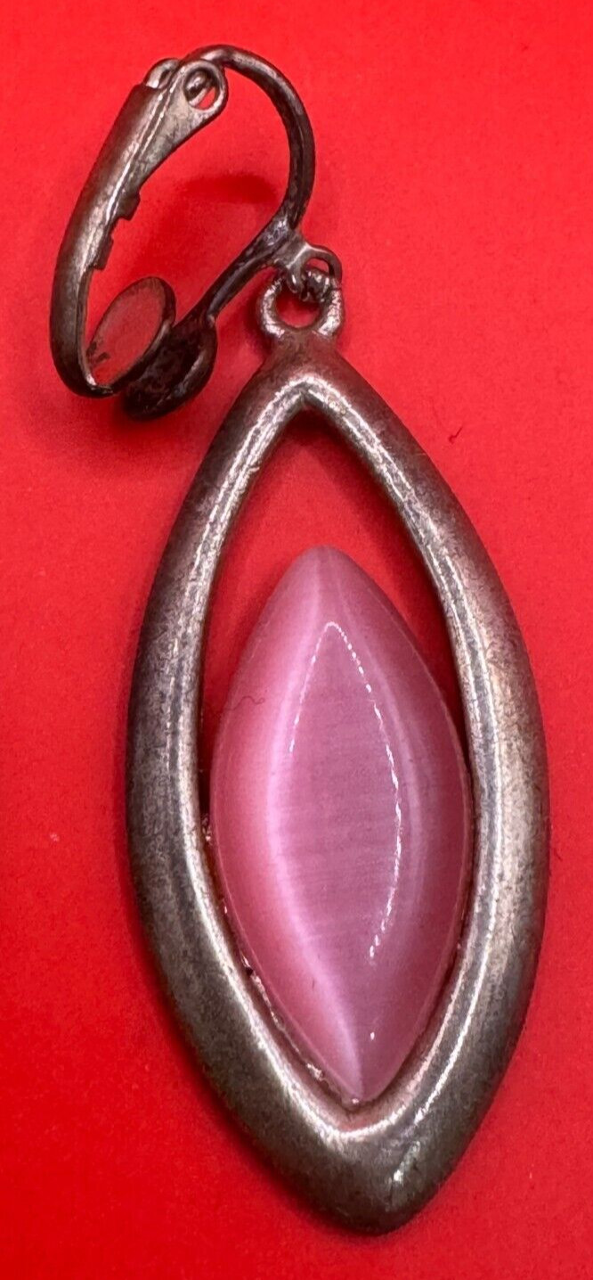 Vintage Silver and Pink Clip On Earrings