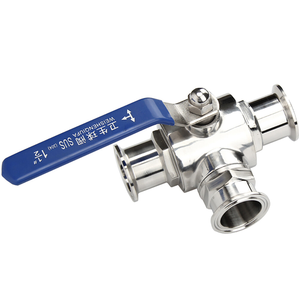 304 Stainless Steel Quick-install Three-way Ball Valve Tri Clamp Type 19-102mm