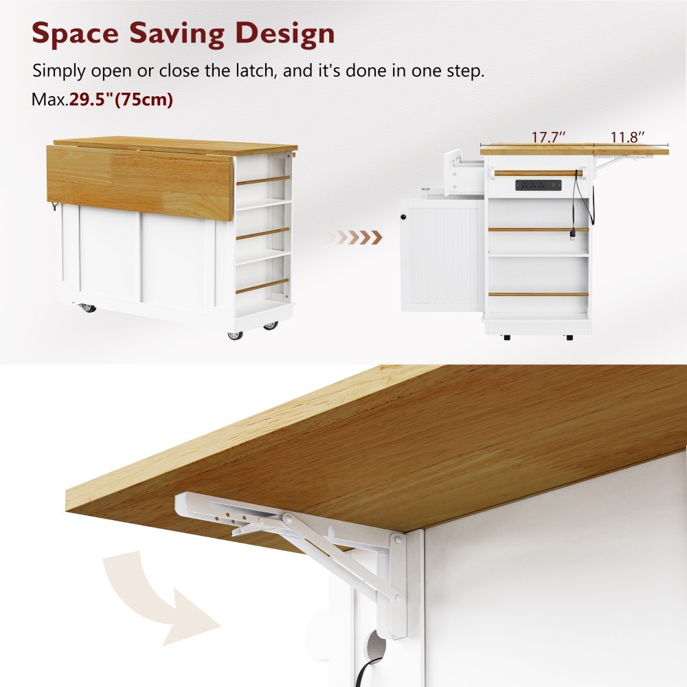 Kitchen Island W 2 Bar Stools 5 Open Side Racks 2 Drawers