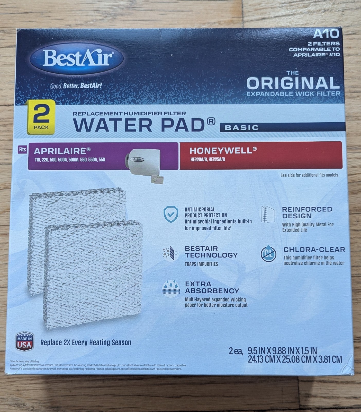 BestAir A10 Water Pad Filter for Humidifier same as Aprilaire #10, 2 Pack