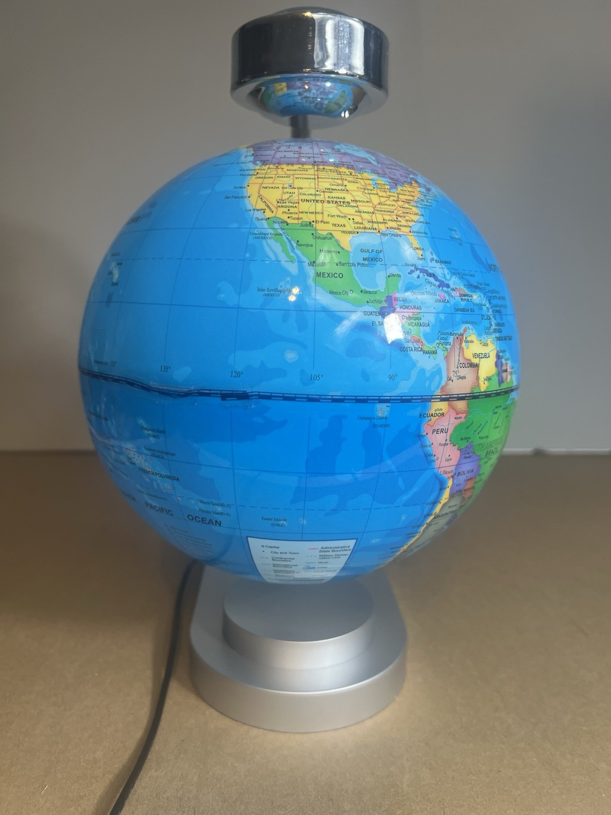 Floating Globe 8'' Magnetic Levitation Rotating Illuminated World