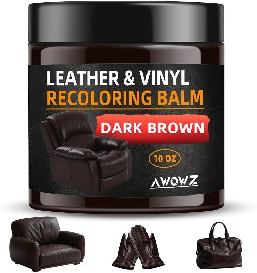 Leather Recoloring Balm, 10OZ Leather Repair Kit  Size: 10 OZColor: Dark Brown