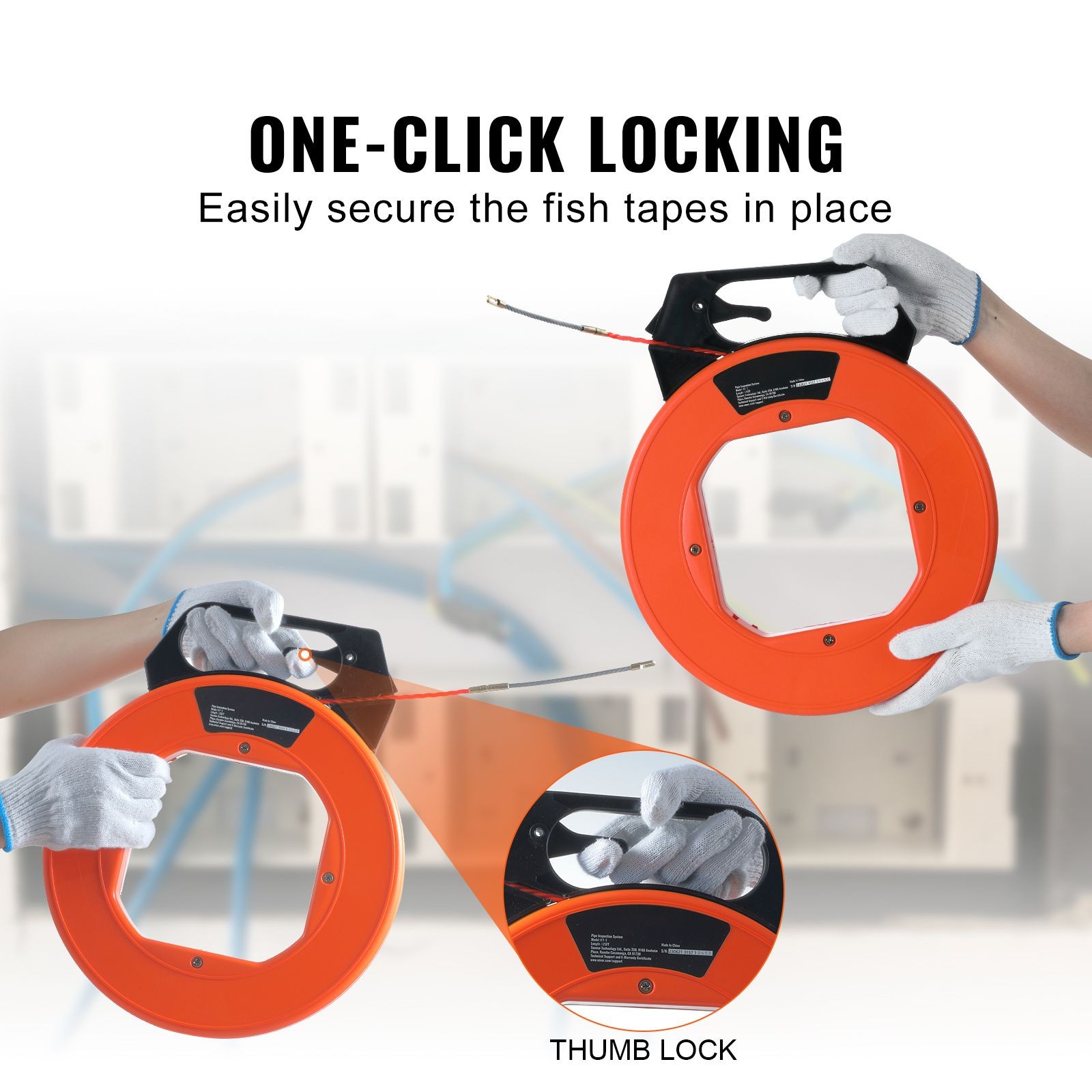 125ft PET Fish Tape Non-Conductive Electrical Wire Puller Cable Fishing Tool