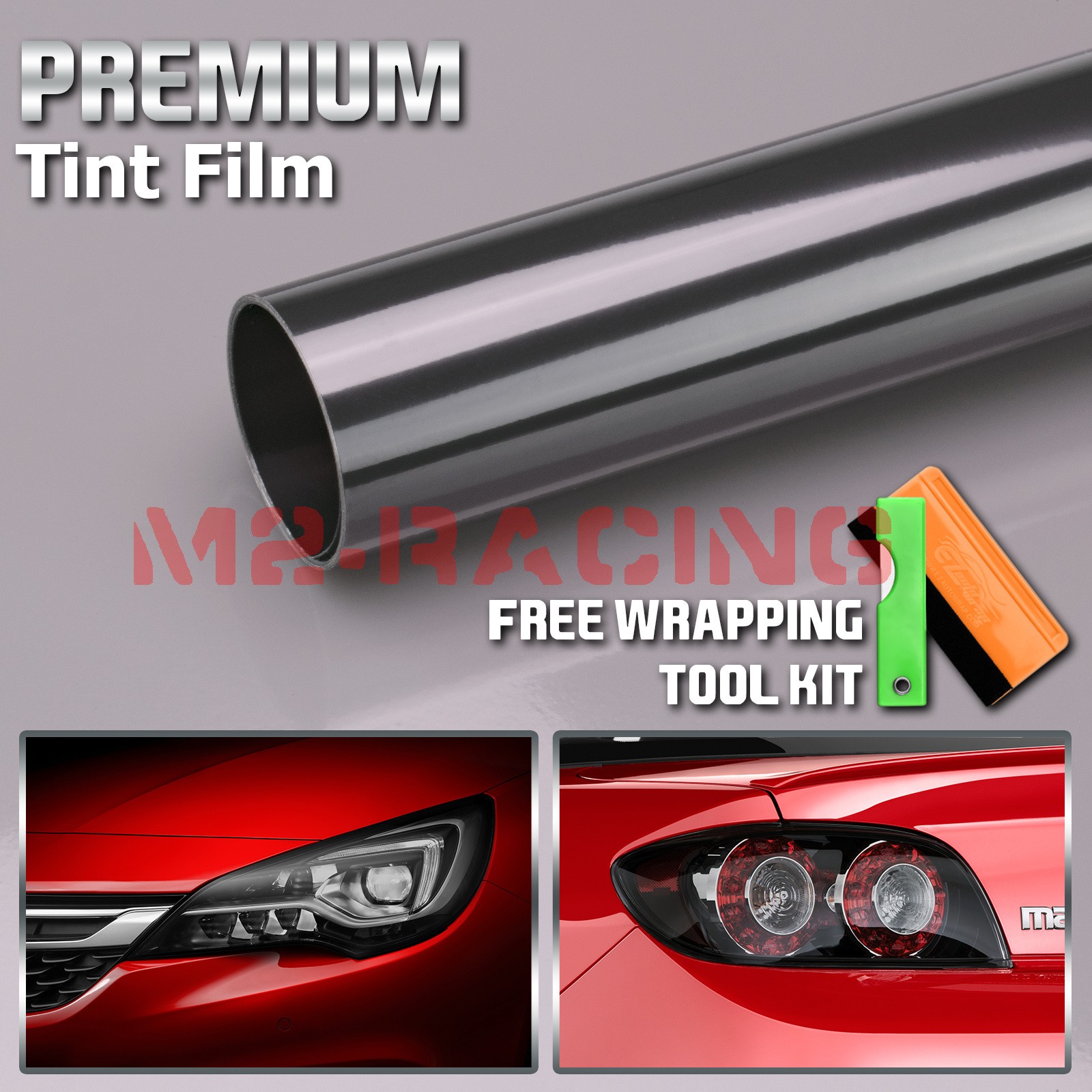 12"x24" Gloss Light Black Smoke Headlight Taillight Fog Car Auto Tint Film Vinyl