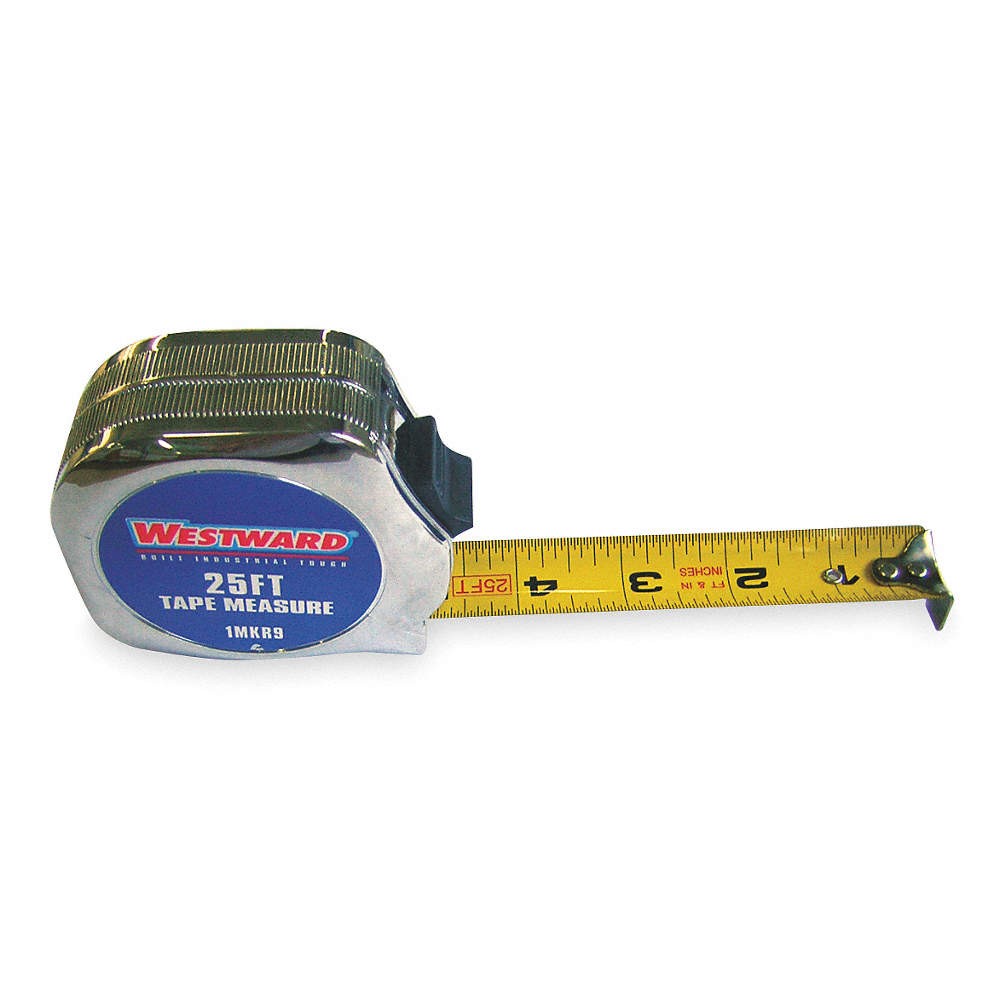 WESTWARD 1MKR9 Tape Measure,1"x25 ft.,Carbon Steel 1MKR9
