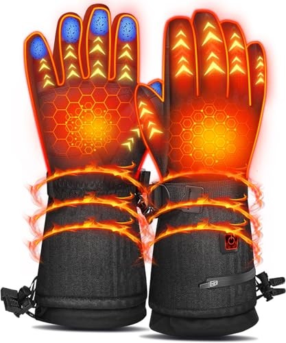 Heated Gloves for Men Women - Rechargeable Heating Ski Gloves 7.4V Medium