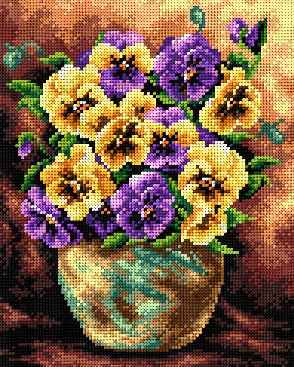Orchidea Needlepoint canvas for halfstitch without yarn Bouquet of Pansies 2403H