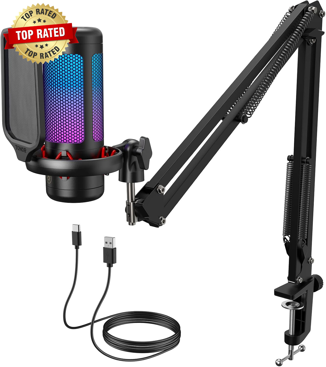 Gaming Microphone Set with Boom Arm, Vocal Condenser Microphone for Content Crea