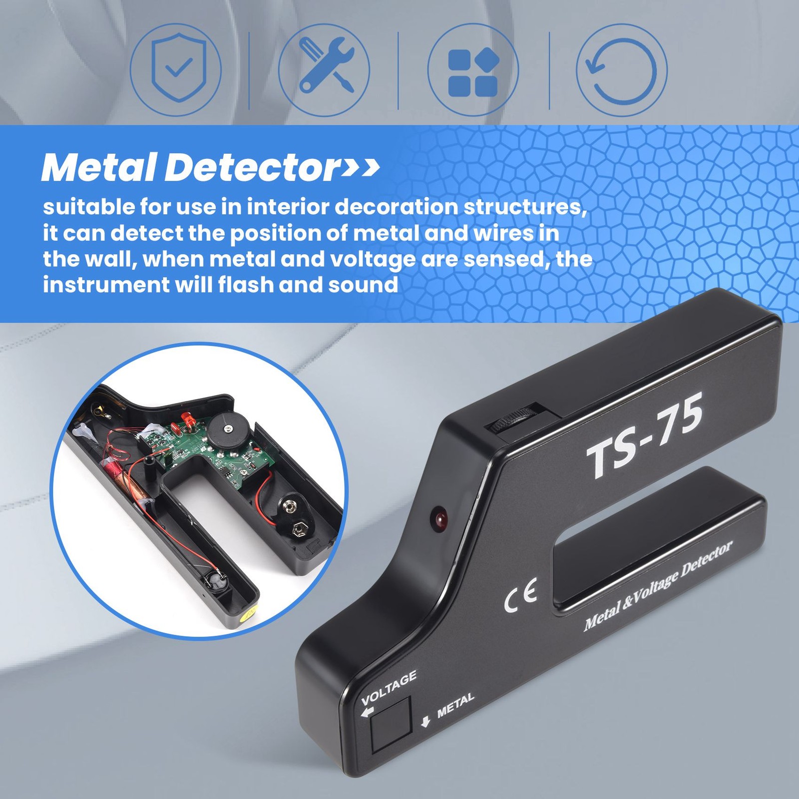 Handheld Metal Voltage Detector, Cable Pipe Wire Detection, Pipeline Wiring6087