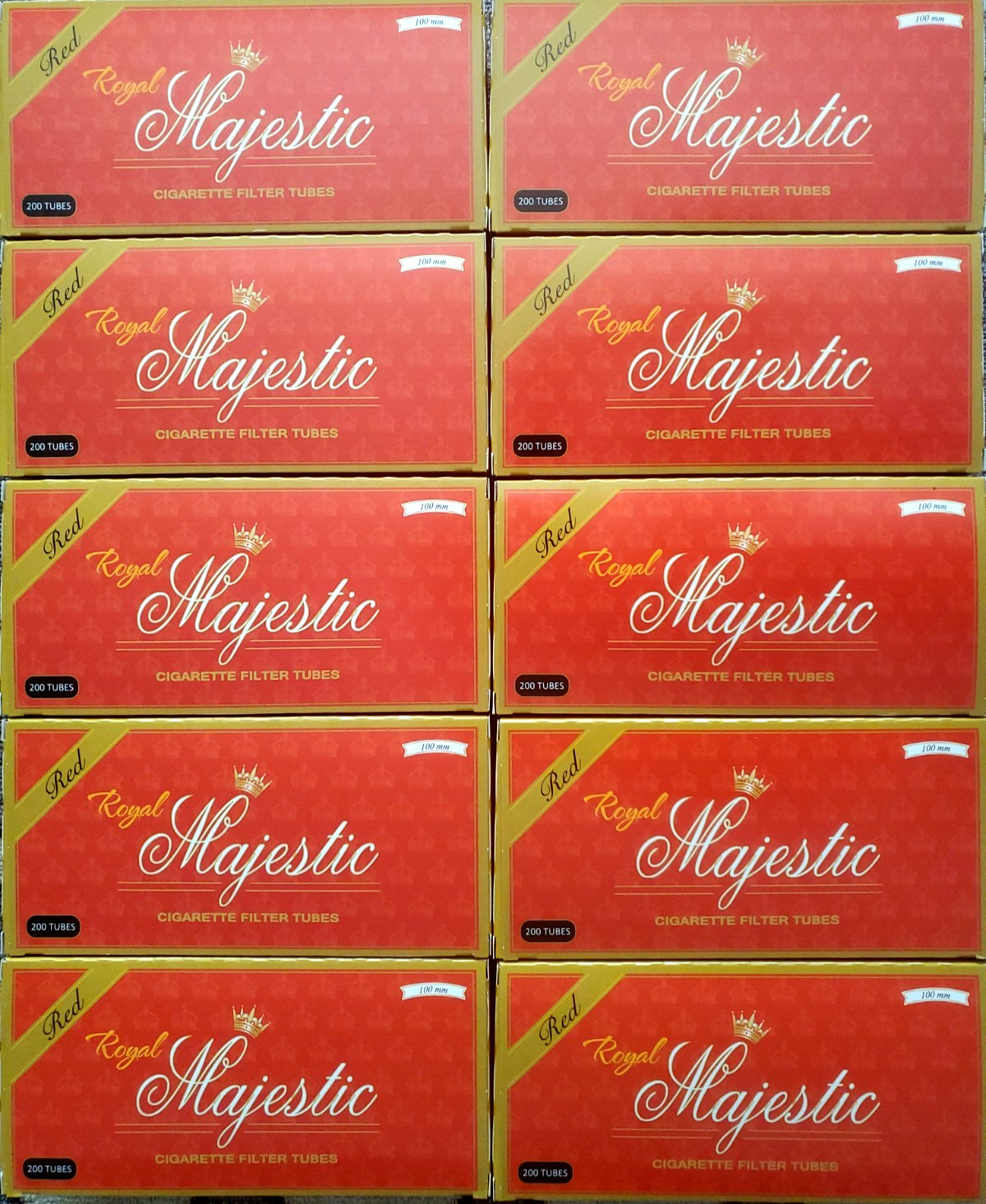 10x  Majestic Red Cigarette Tubes Full Flavor Smoking  100MM total 2000ct