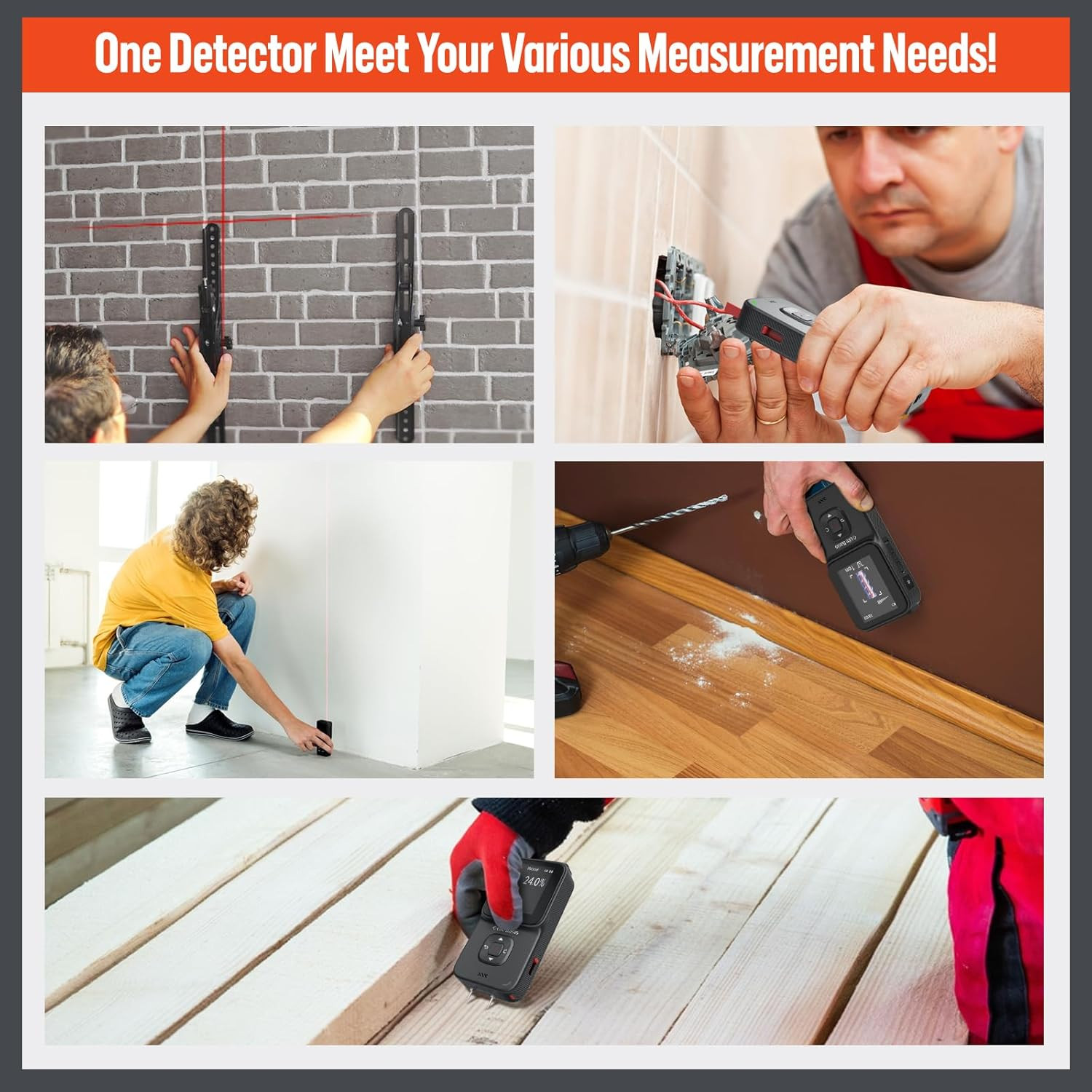 5-in-1 Wall Scanner: Stud Finder, Thermal Imager & Moisture Meter Combo