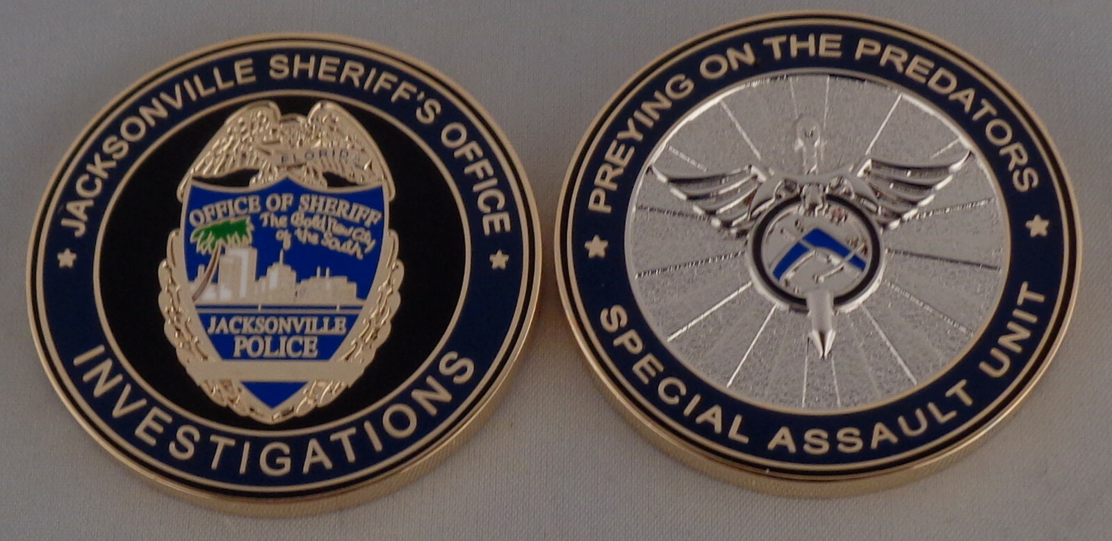 Jacksonville FL Sheriff SPECIAL ASSAULT UNIT Preying on Predators CHALLENGE COIN