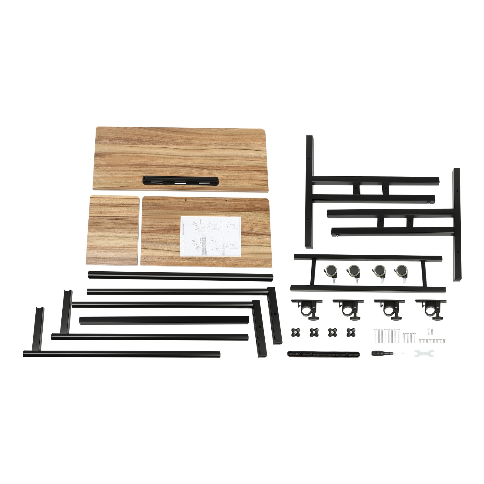 Height Adjustable Home Office Desk With Standing & Seating 2 Modes Mobile Desk