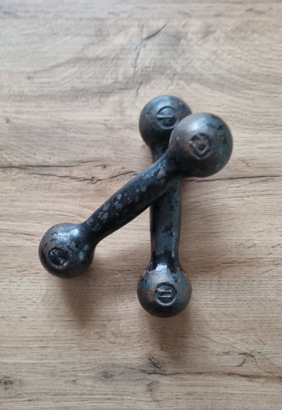 Small Metal Dumbbells For Fitness 2х1 kg 2.2lb each USSR Vintage