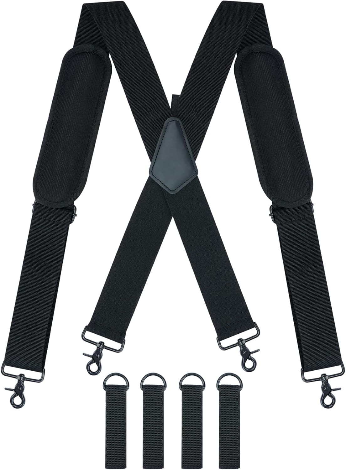 Heavy Duty Padded Tool Belt Suspenders with Adjustable Loops for Work