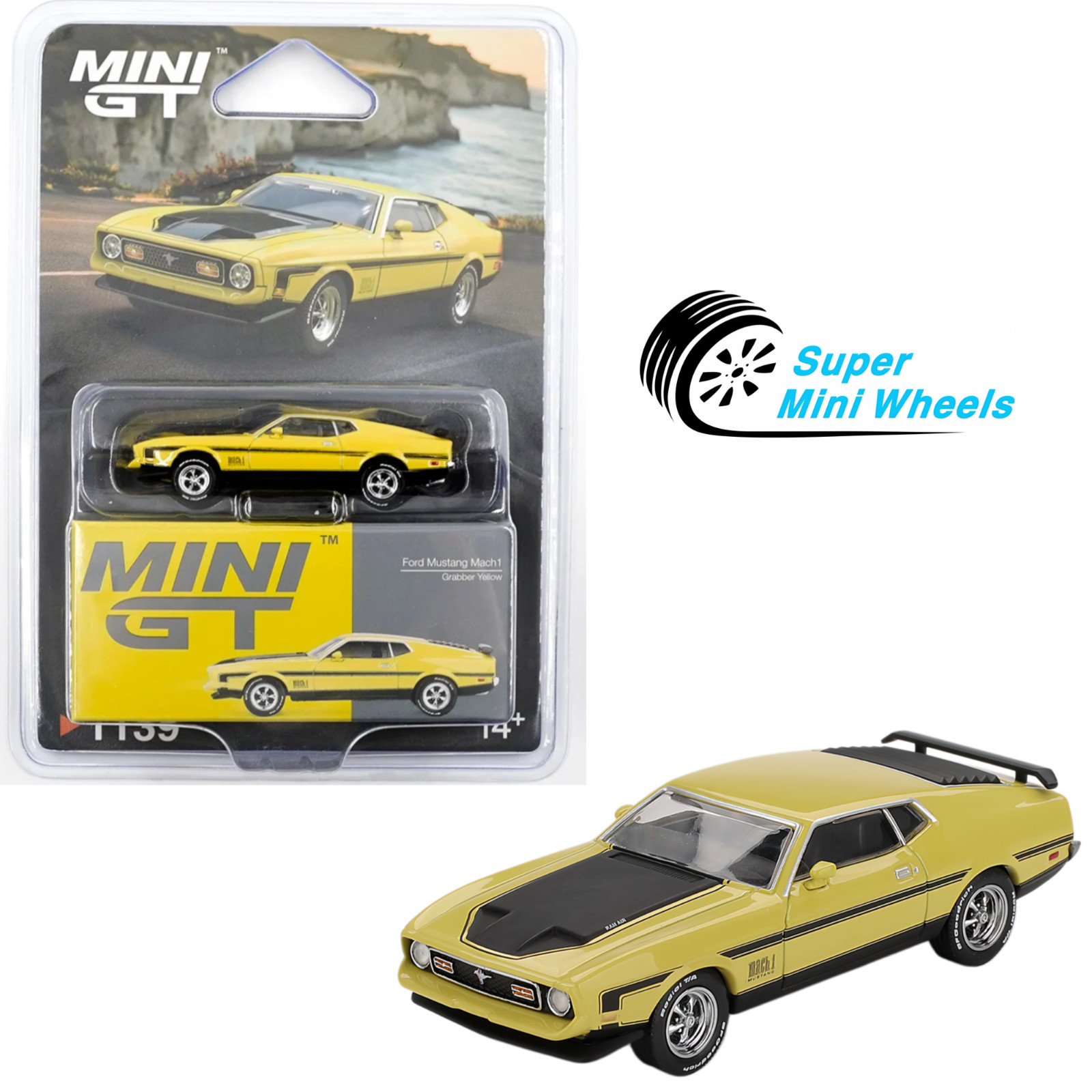 Mini GT 1:64 Ford Mustang Mach1 Grabber Yellow #1139