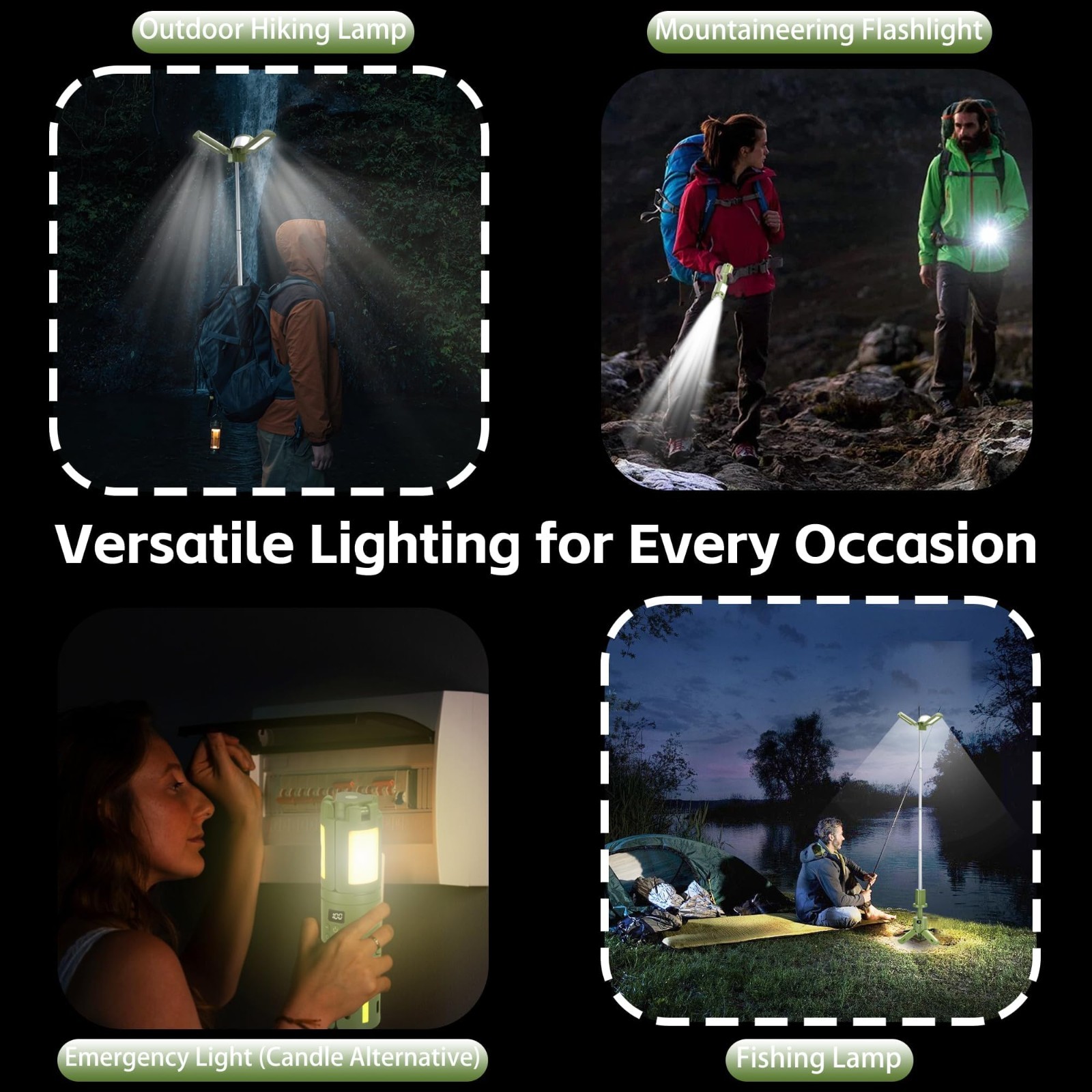 Rechargeable Camping Light & Lantern with Stand, Telescoping Camping Tent Light