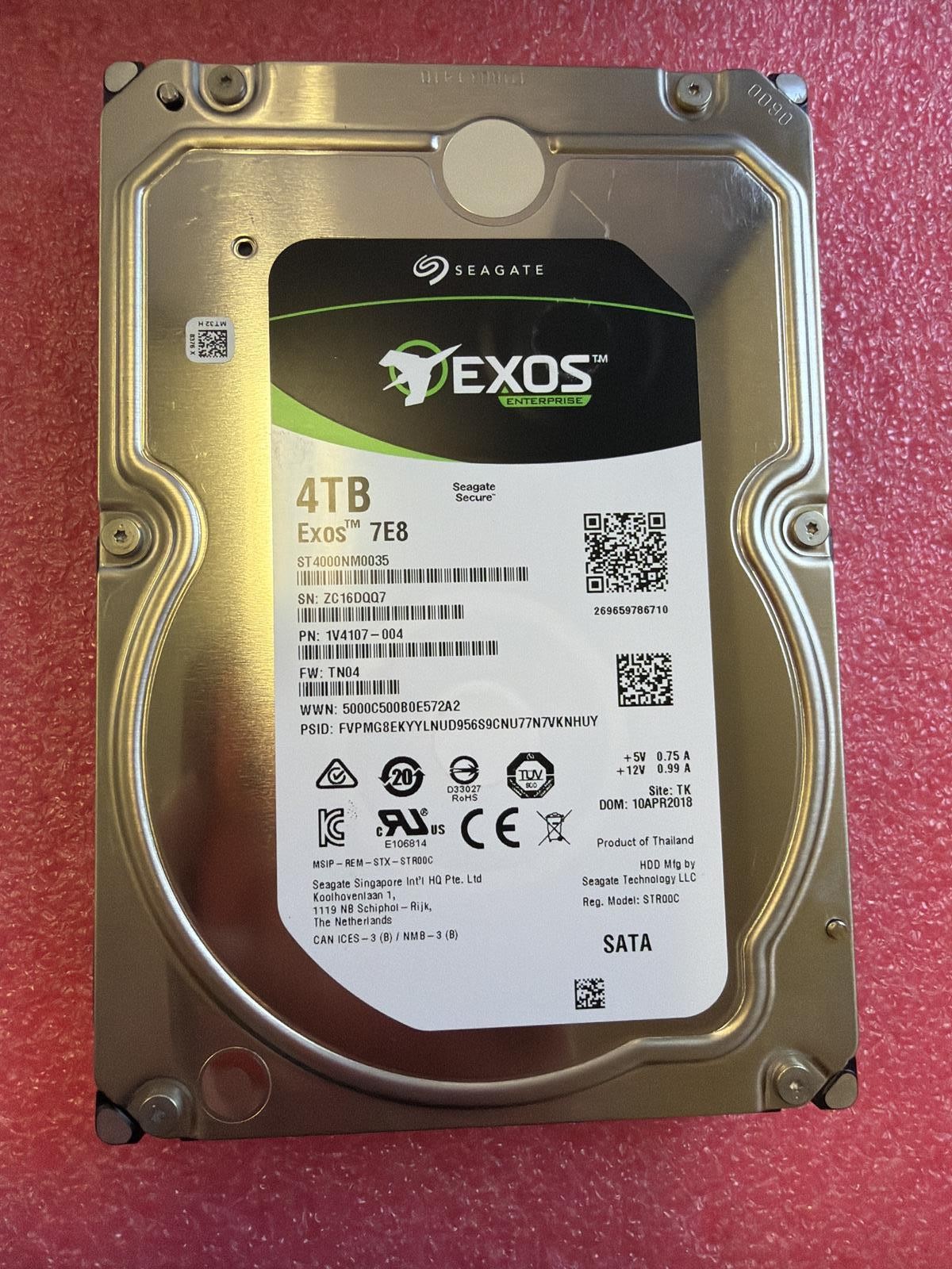 SEAGATE EXOS ENTERPRISE 7E8 ST4000NM0035-1V4107 4TB 3.5 SATA HDD