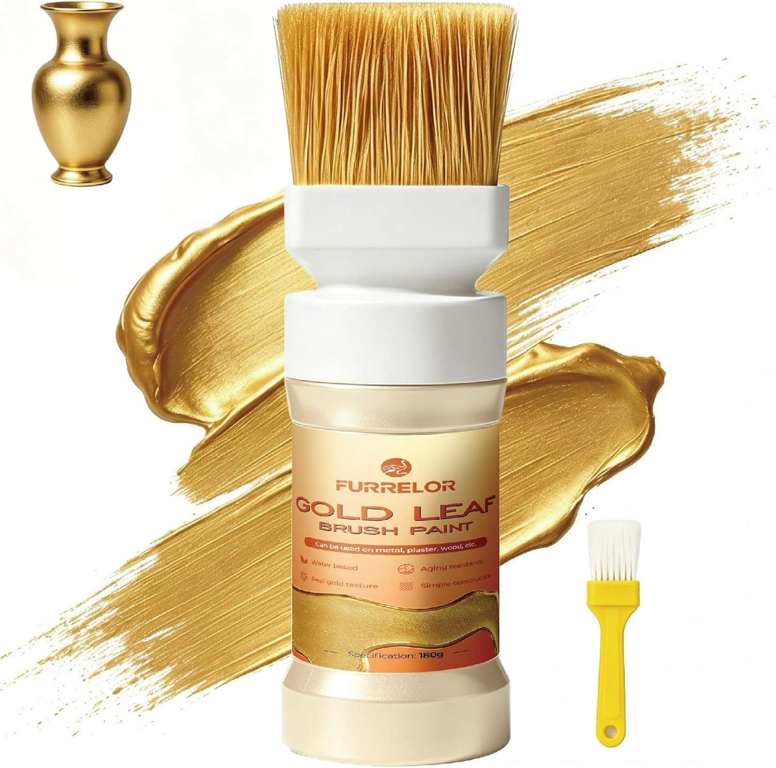 Liquid Gold Leaf Paint 2 in 1 Acrylic Metallic for Crafts and Wood 6.35 Oz Fine