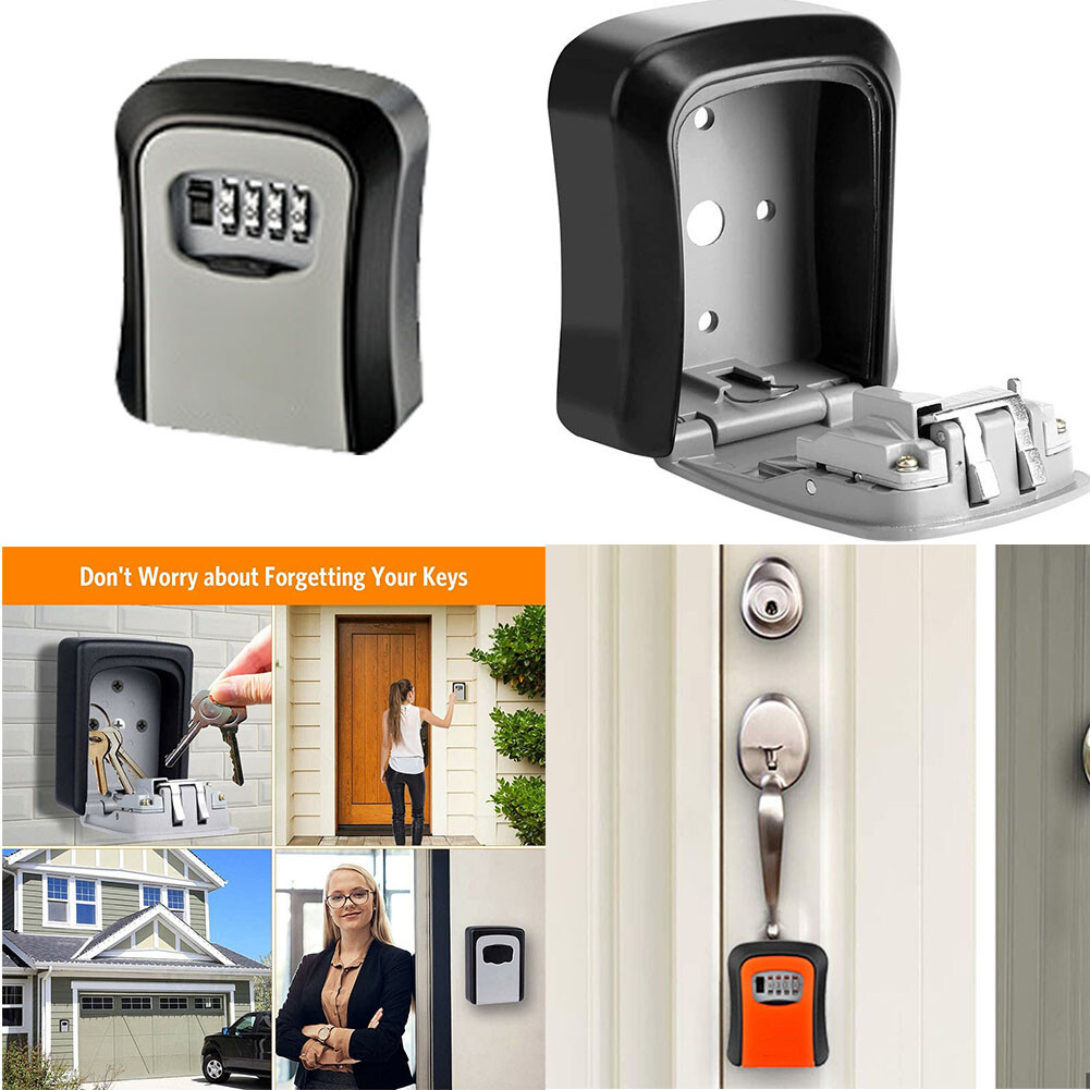 US 1 Key Lock Box 4-Digits Combination Weatherproof Wall Mount Security Code