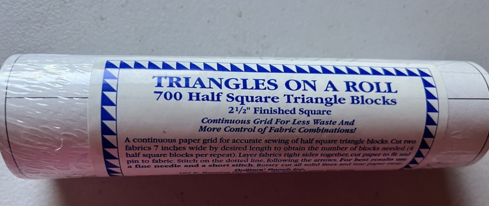 Quilt Block Triangle Roll 700 2.5" Finished Half-Square Triangles Paper Grid NEW