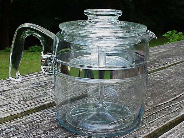 Pyrex Flame Ware Aqua Blue & Clear Glass 6 Cup STOVE TOP PERCOLATOR 5 of 6 Parts