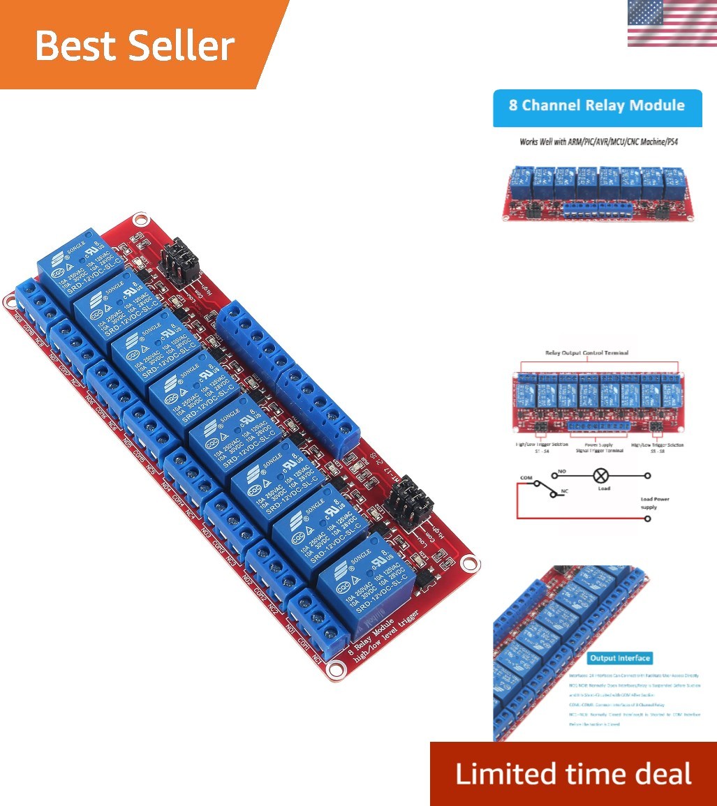 High-Performance 8 Channel Relay Module with Individual Control for 12V Systems