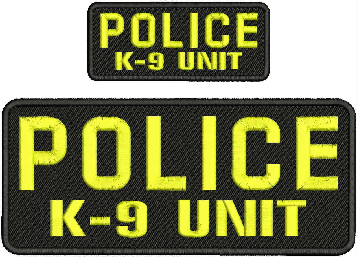 Collectible Embroidery Patch Police k-9 unit 4x10 on 2x5 Yellow On Black