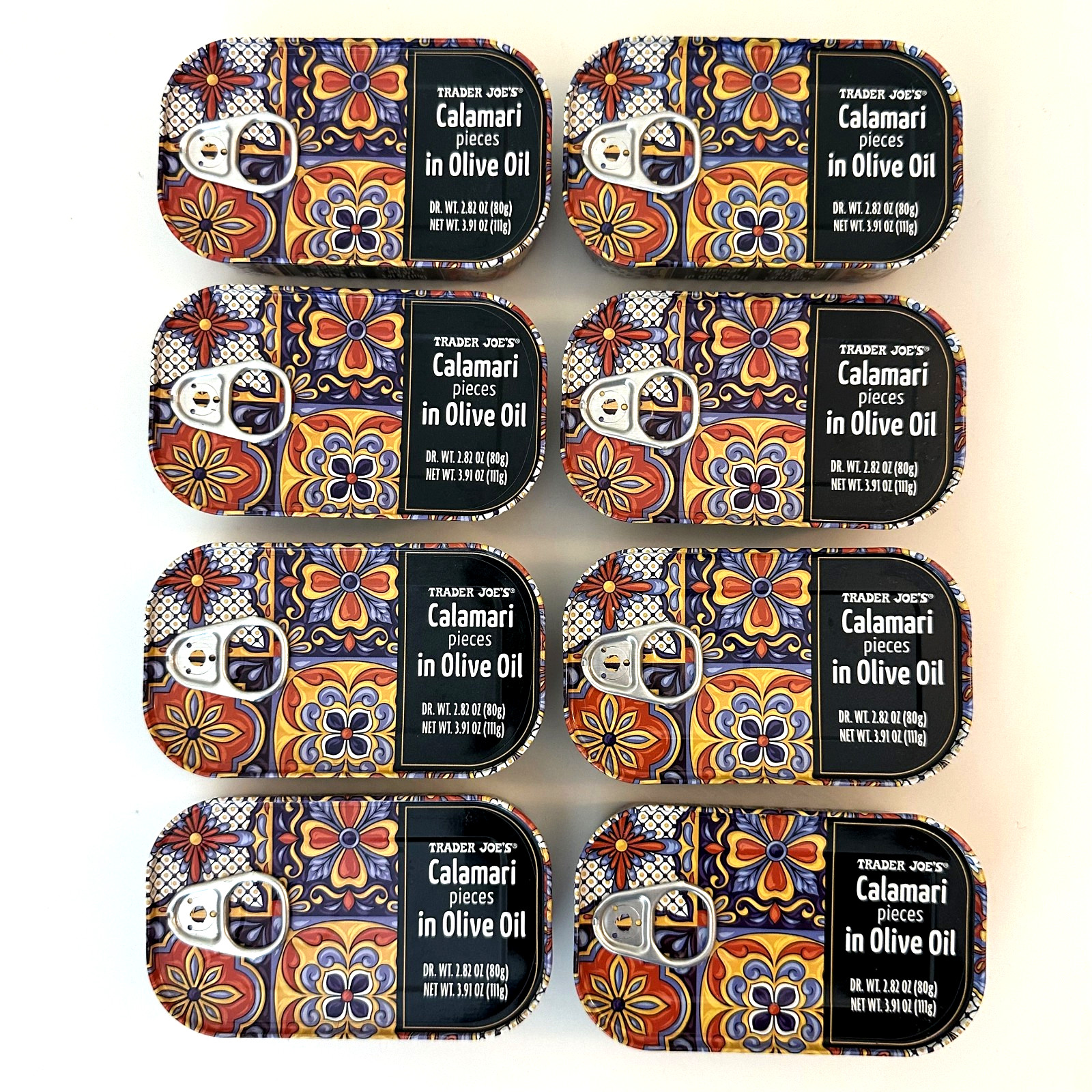 8x Trader Joe’s Calamari Pieces in Olive Oil 3.91oz 111g Giant Squid EXP 2029